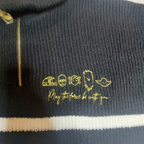 Disney Star Wars Striped 1/4 Zip Sweater May The Force Be With You Sz 3X - Picture 3 of 12